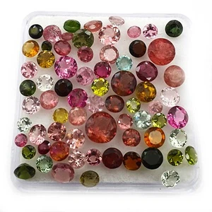 Piedras preciosas sueltas de corte redondo multiturmalina natural 52 piezas 3-6 mm 10 quilates - Imagen 1 de 5