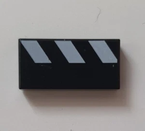 Lego 3069bpx15 1 x 2 Black Plate With Diagonal Partial Stripes - Picture 1 of 1