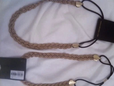  Diadema trenzada brillante dorada Forever 21 banda elástica negra talla única con etiqueta Foto 1 de 4