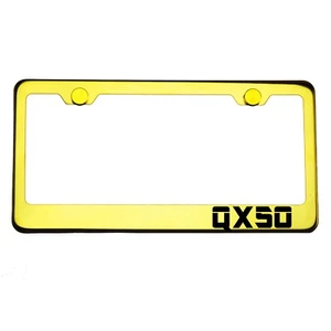 Marco de matrícula cromado dorado QX50 tapa de rosca de metal grabado con láser - Imagen 1 de 8