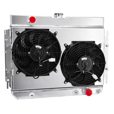 4Row Radiator+Shroud Fan Fit 63-68 Chevy Bel Air/Impala/Chevelle&64-67 El Camino Foto 1 de 4