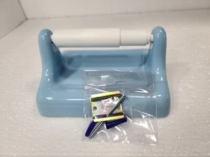 Vintage Blue Ceramic TP Toilet Paper Holder Screw in Drywall Mid Century Modern - Picture 1 of 12
