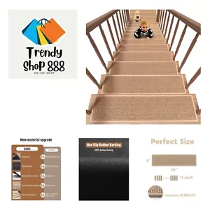 Non Slip Stair-Treads,Rubber Backing Stair-Runners for Wooden Steps,15PCS Res... - Picture 1 of 10