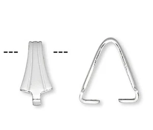 Bail, Ice Pick, 100 Silver Plated Brass 8x3.5mm Pendant Connector Prong 6mm Grip - Picture 1 of 3