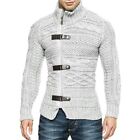 Winter Fashion Men's Zip Up Turtleneck Sweater Coat Cable Knitted Design