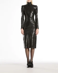 NWT $4K GUCCI Crackled Patent Leather High-Neck Dress, IT 40, US 4, Small - Picture 1 of 24