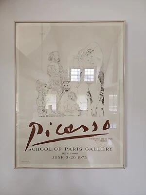 Póster litográfico vintage antiguo original de exposición grabada PICASSO 1975 Foto 1 de 4