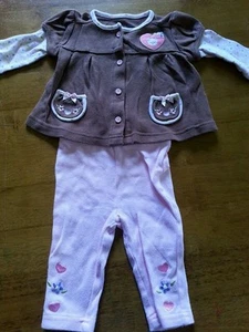 Little Wonders 3-6 mos girls pink and brown two piece outfit!  Precious!!  - Picture 1 of 6