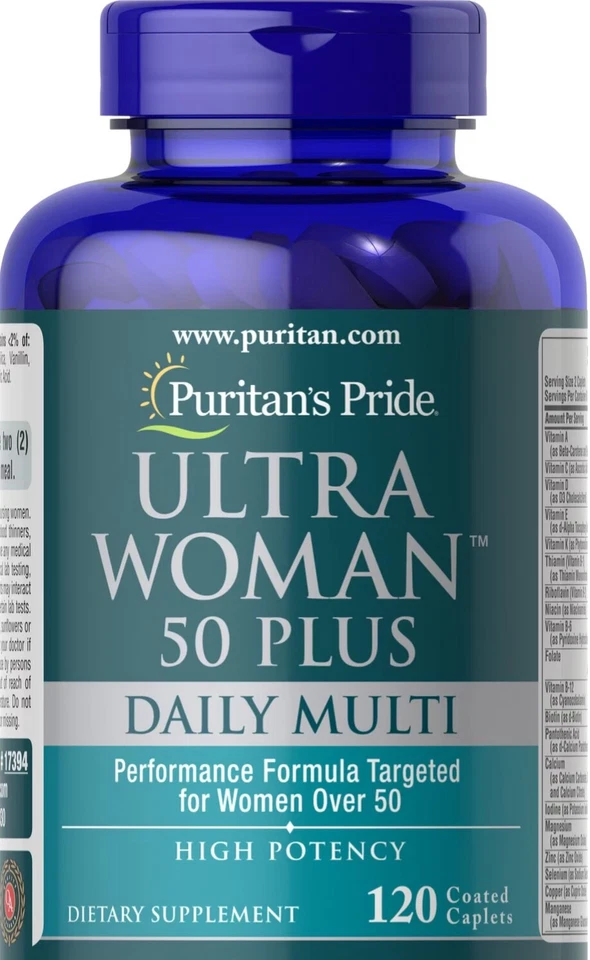Puritans Pride Ultra Woman 50 Plus Multivitamin Caplets With Zinc 120 Count