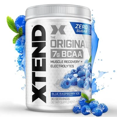 Xtend BCAA en polvo frambuesa azul 30 porciones bebida de recuperación muscular sin azúcar Foto 1 de 4