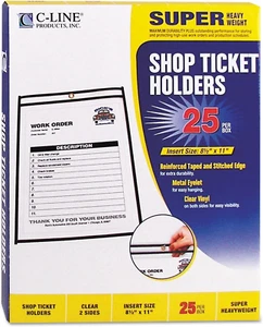 C-Line 46911 Shop Ticket Holders, Stitched, Both Sides Clear, 50-Inch, 8 1/2 X - Picture 1 of 12