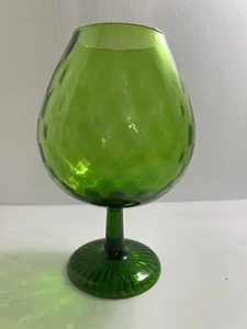 Vntg Empoli Emerald Green Optic Swirl Italian Art Glass Brandy Snifter Vase 9" - Picture 1 of 7