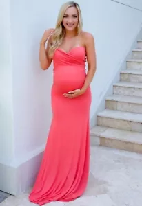 maternity dress photoshoot baby shower wedding pink - Picture 1 of 4