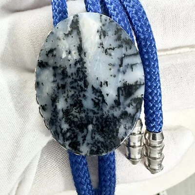 Juego de ágata dendrítica vintage en tono plata occidental corbata bolo Foto 1 de 4