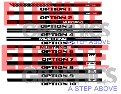 Calcomanías para Ford Mustang rayas laterales basculantes gráficos de vinilo pegatinas 3M 2005-2023 Foto 1 de 4