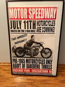 Vintage Poster Motor Speedway TWO WHEEL MAYHAM DAREDEVIL THRILLS - Picture 1 of 3