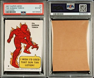 1967 Marvel Superhero Stickers PSA 6 EX-MT The Human Torch Card #9 cc23 - Picture 1 of 1