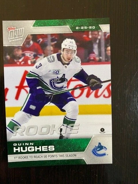 2019-20 TOPPS NOW NHL STICKER WEEK 21 ROOKIE CANUCKS QUINN HGHES #188 PR 1028 - Image 1 of 1