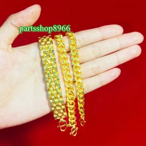 Thai Gold 24k Solid Yellow Chain Pendant Bracelet Gem Jewelry 6.5 - 8 inches - Picture 1 of 9