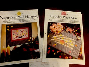 Lot Of 2 Sugarplum Wall Quilt & Birthday Quilted Placemats Patterns Oxmoor House - Picture 1 of 5