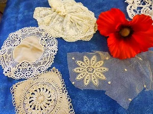 Lot = XIX sehr alter, Rüschen Tüll Surbrodé + verschiedene Einschlüsse Spitze - Bild 1 von 3