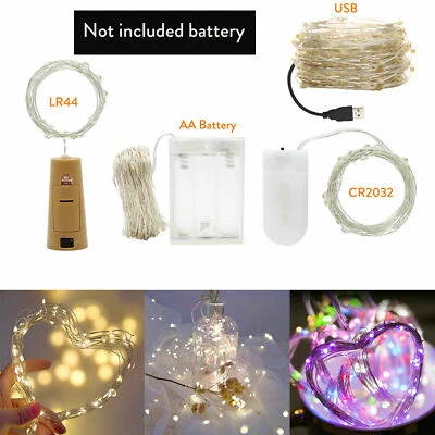 1M - 10M LED String lights USB Copper Wire Bottle Stopper Holiday Fairy Light - Image 1 of 4