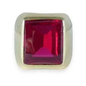Heavy Soviet Solid 14ct Yellow Gold Ruby Signet Cocktail Ring 11 V 64 13.77gm - Picture 1 of 13
