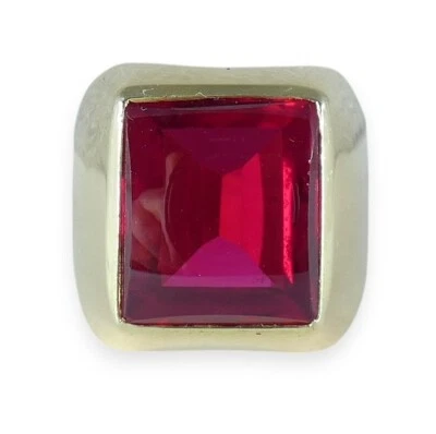 Heavy Soviet Solid 14ct Yellow Gold Ruby Signet Cocktail Ring 11 V 64 13.77gm - Image 1 of 4