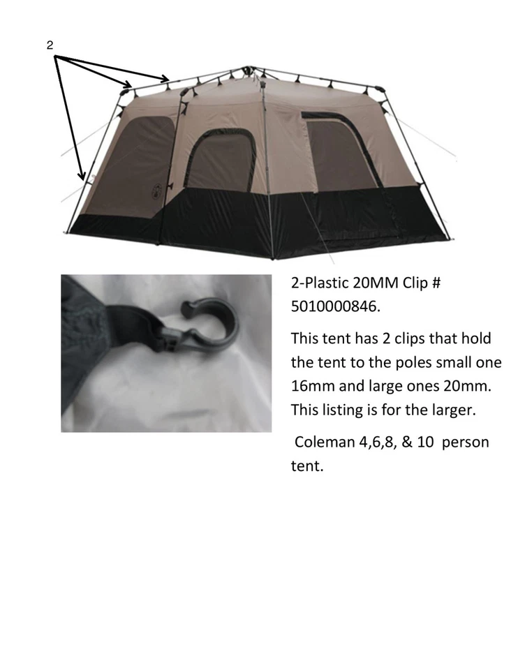 Carpa instantánea Coleman 8 personas usada piezas de tienda clip de 20 mm # 5010000846 Foto 1 de 1