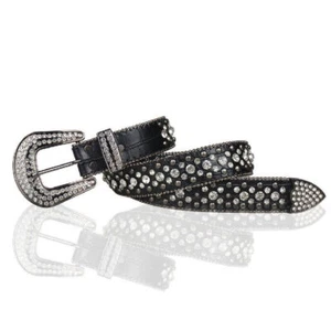 Hombres Mujeres Cinturón Western Estrás Vaquera Vaquero Cristal Punk Cinturón NUEVO - Imagen 1 de 2