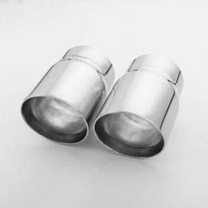 2PCS Polish SS304 3" Inlet Exhaust Tips 3.5" Out Angle Cut Dual Layer 5.67" L - Picture 1 of 6
