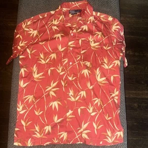 Vintage Polo Ralph Lauren Shirt Men's Medium Red Hawaiian Paisley Loop Collar - Picture 1 of 9