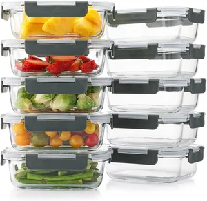 10 Pack 22 Oz Glass Meal Prep Containers with Lids, Reusable Glass Food Storage  - Picture 1 of 12