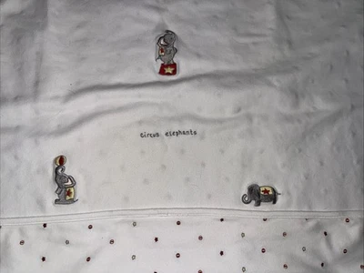 Manta bebé vintage Gymboree blanca algodón rojo amarillo estrella bola circo elefante Foto 1 de 4