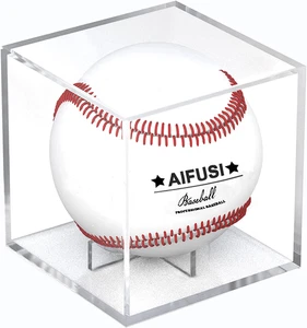 Baseball Display Case, UV Protected Acrylic Cube Baseball Holder Square Clear Bo - Picture 1 of 12