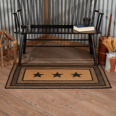 Alfombra Acento Granja Yute Primitivo 27x48 Estrellas Recta Sin Deslizable Piso Marcas VHC Foto 1 de 4