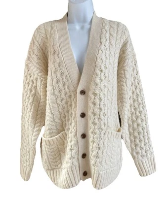 Oversized BRANDY MELVILLE Wool Cable Knit Classic Preppy Cardigan Sweater L - Image 1 of 4