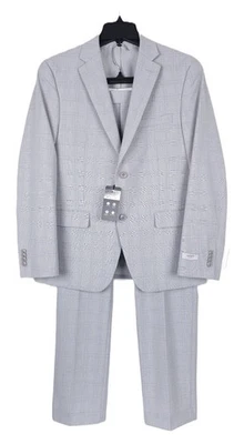 Alfani Men's Slim-Fit Tech Stretch 2-Piece Suit Light Grey Plaid 42S 33x30 NWT - Image 1 of 4
