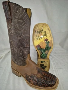 Tin Haul "Cactooled" Womens Brown Leather Cowgirl Western Boots Size 8 M - Picture 1 of 17