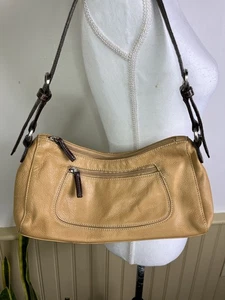 Tig & Co Y2K Tan Leather Hobo Shoulder Bag Brown Strap Indie Sleaze Minimalist - Picture 1 of 14