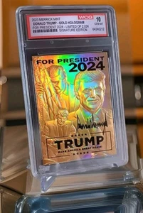 🔥2023 Merrick Mint DONALD TRUMP🇺🇲 GOLD HOLOGRAM🇺🇲 GEM MINT 10 #'d /2024 SP - Picture 1 of 3