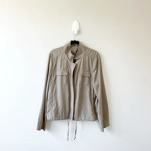 J. Jill Women’s Beige Lightweight Tencel Full Zip Jacket Quiet Luxury Size XL - Picture 1 of 9