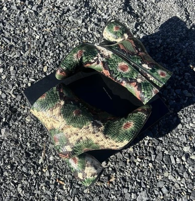 Botas de cuero Dries Van Noten pitón verde Foto 1 de 4