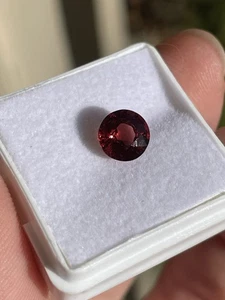 1.69ct 7mm Round Natural Purplish Red Rhodolite Garnet Gemstone, Mozambique - Bild 1 von 2