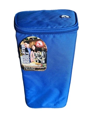 Palmilha Igloo Isolada 2 Garrafas Refrigerador de Vinho Sacola Alça de Transporte Piquenique Azul Nova - Imagem 1 de 3