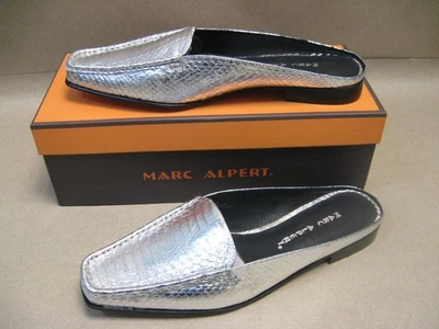 New Marc Alpert Metallic Silver Slip Ons Flats Viper 492 Leather 7-1/2 M & Box - Image 1 of 4