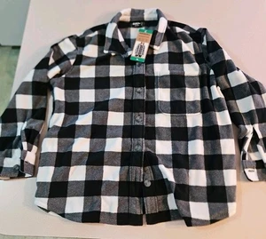 Camisa de microfleece Eddie Bauer para mujer - blanco y negro a cuadros de búfalo - talla XL NUEVA CON ETIQUETAS - Imagen 1 de 3