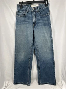 Y2K Levis 569 Loose Straight Jeans Blue Youth Boys Size 14 Slim 25x27 Soft Faded - Picture 1 of 4