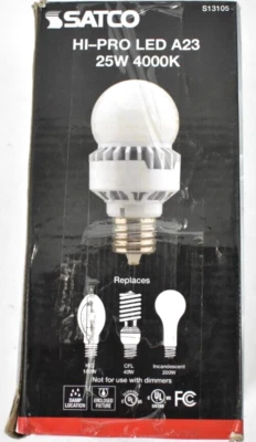Satco 25W Hi Pro LED Light Bulb Bollard Lamp Replacement A29 4000K S13105 - Image 1 of 4