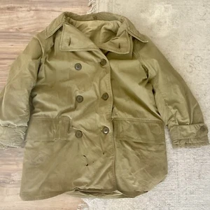 Vintage WWII Mackinaw Jeep Coat Mens 36 Green 1940s Barnstormer Military - Picture 1 of 15
